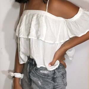 Hollister “off the shoulder” white blouse tee